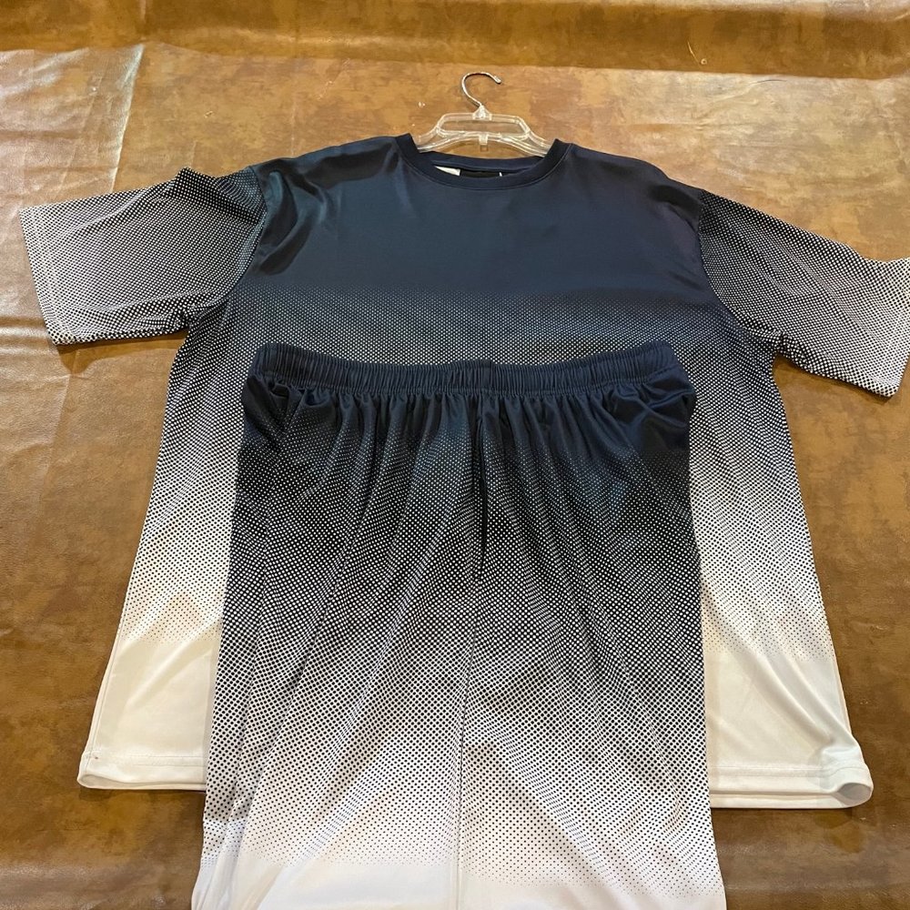 Brand New LU LINEA UOMO Two Piece Short Set, XXL, Blue/White W/Tags